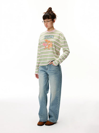 Striped Graphic Long Sleeve T-Shirt