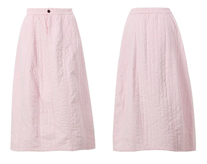 Cream Quilted A-Line Midi Skirt