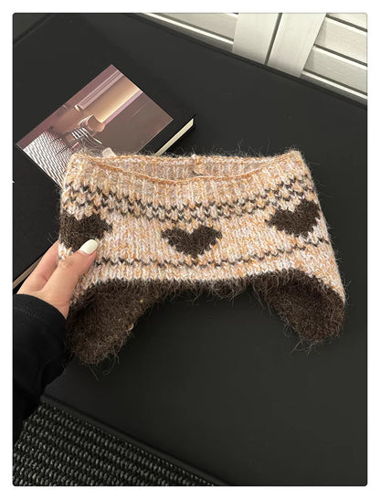Heart Pattern Knit Earflap Headband product photo