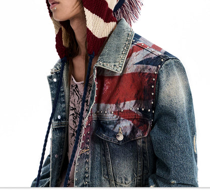 American Flag Earflap Knit Hat