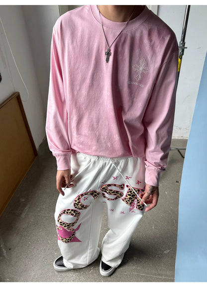 Graphic Star Embroidered Sweatpants