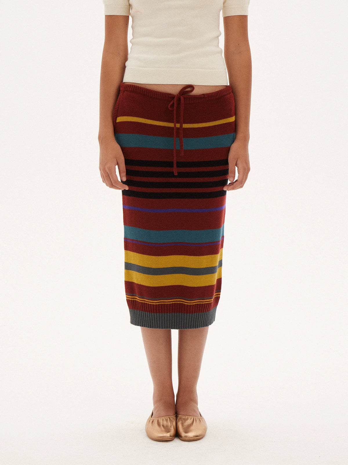 Striped Knit Midi Skirt
