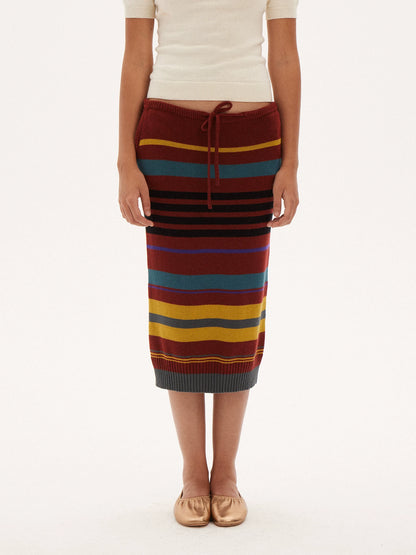 Striped Knit Midi Skirt