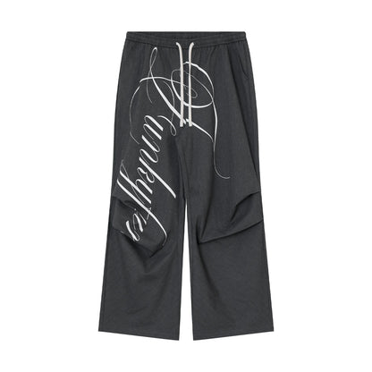 Hand Drawn Print Wide Leg Trousers