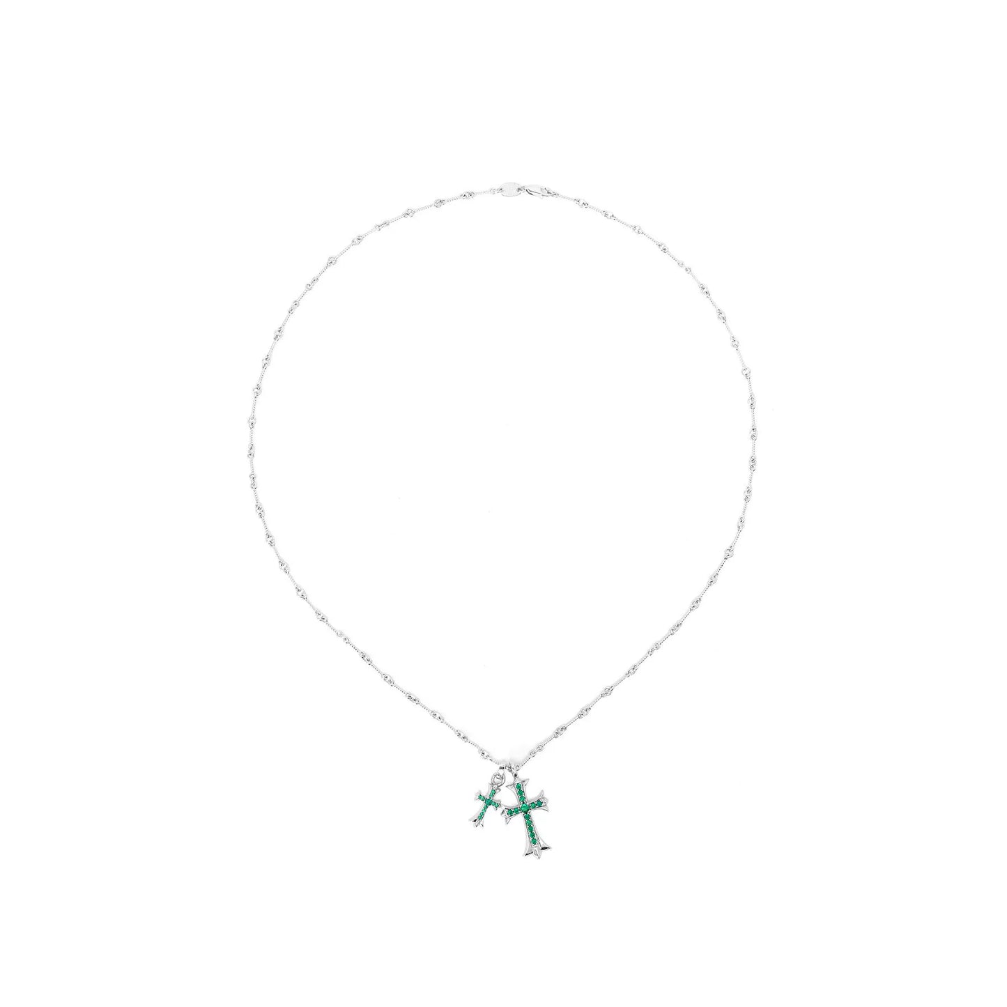24K Gold-Plated Double Cross Crystal Necklace