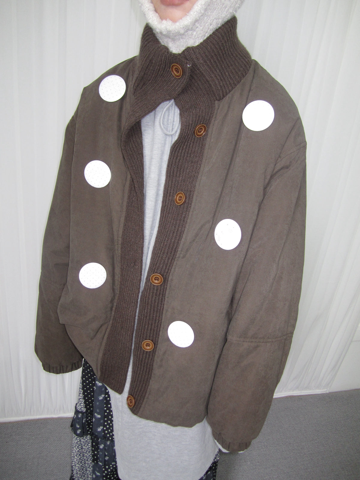Smoke Pink Stand-Collar Quilted Jacket