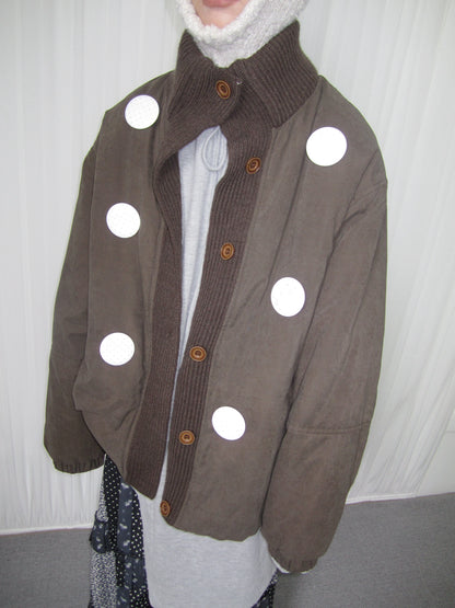Smoke Pink Stand-Collar Quilted Jacket