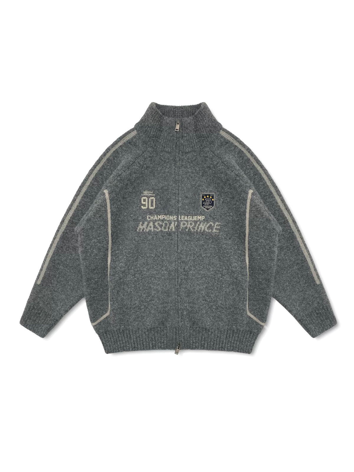 MASONPRINCE Contrast Piping Wool-Blend Zip Cardigan