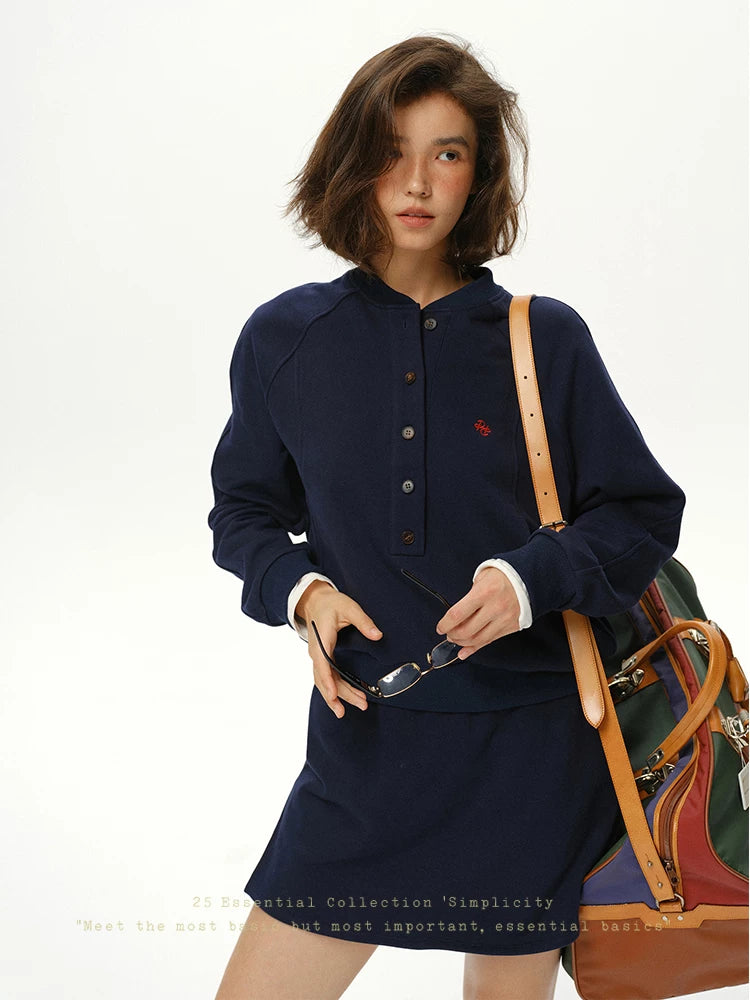 Embroidered Cotton Crew Neck Sweatshirt
