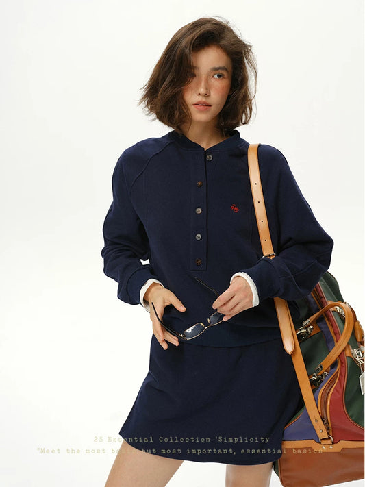 Embroidered Cotton Crew Neck Sweatshirt