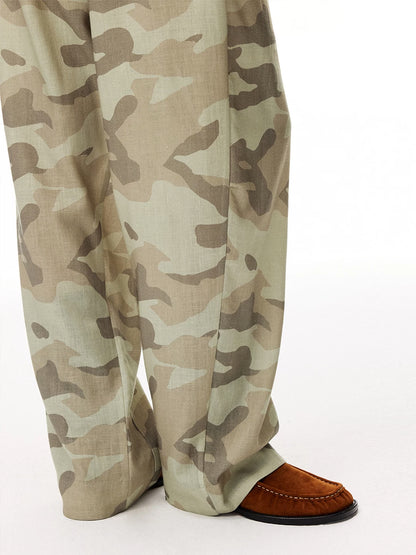 Camouflage Print Straight Leg Pants