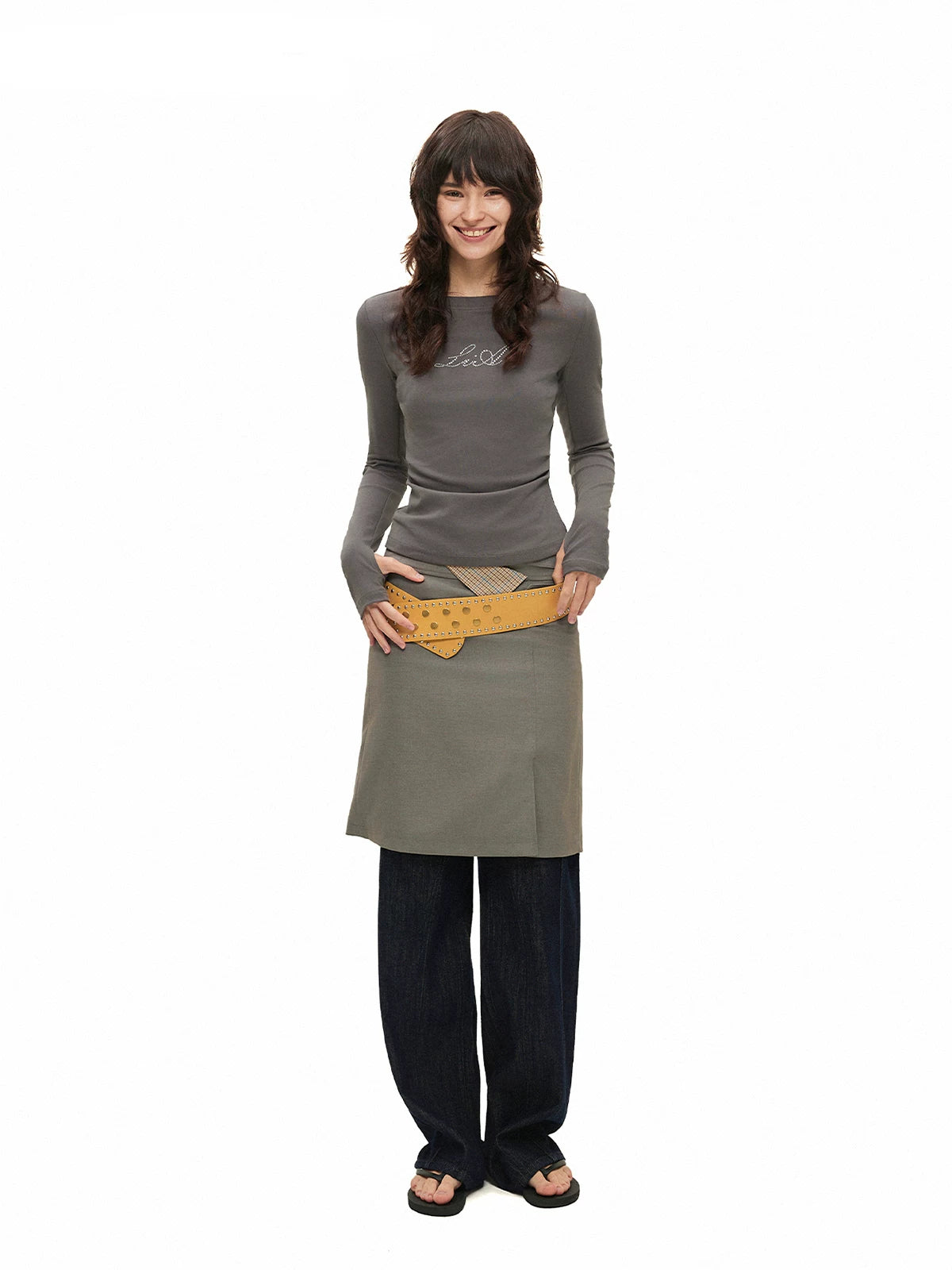 Crystal Letter Ruched Top