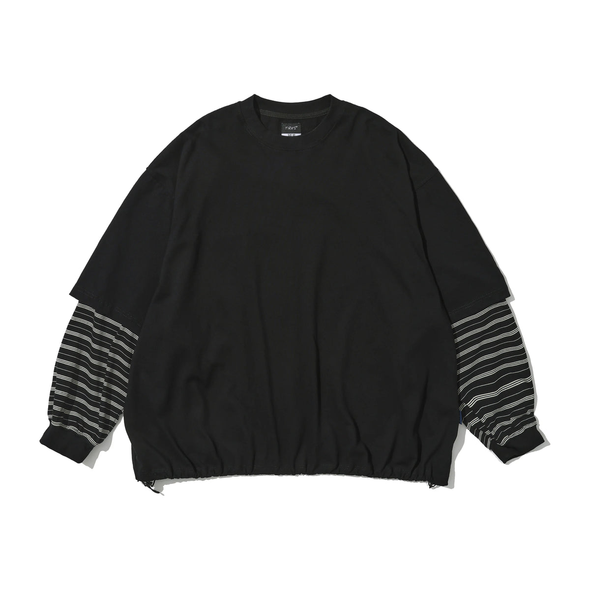 Striped Layered Long Sleeve T-Shirt in black