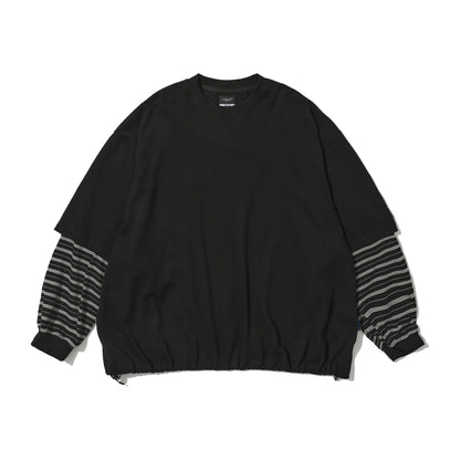Striped Layered Long Sleeve T-Shirt in black