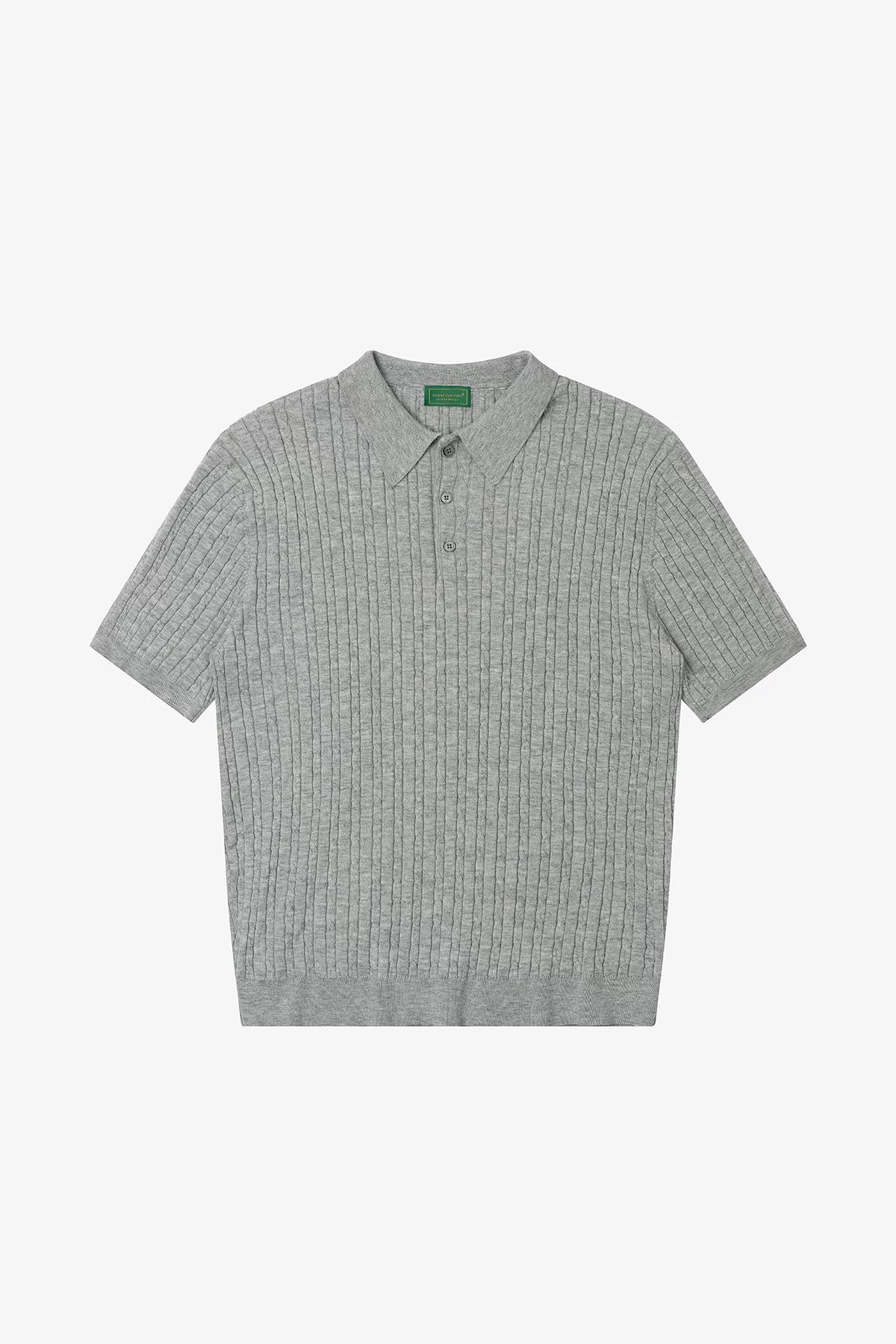 Relaxed Wool-Blend Cable Knit Polo Shirt