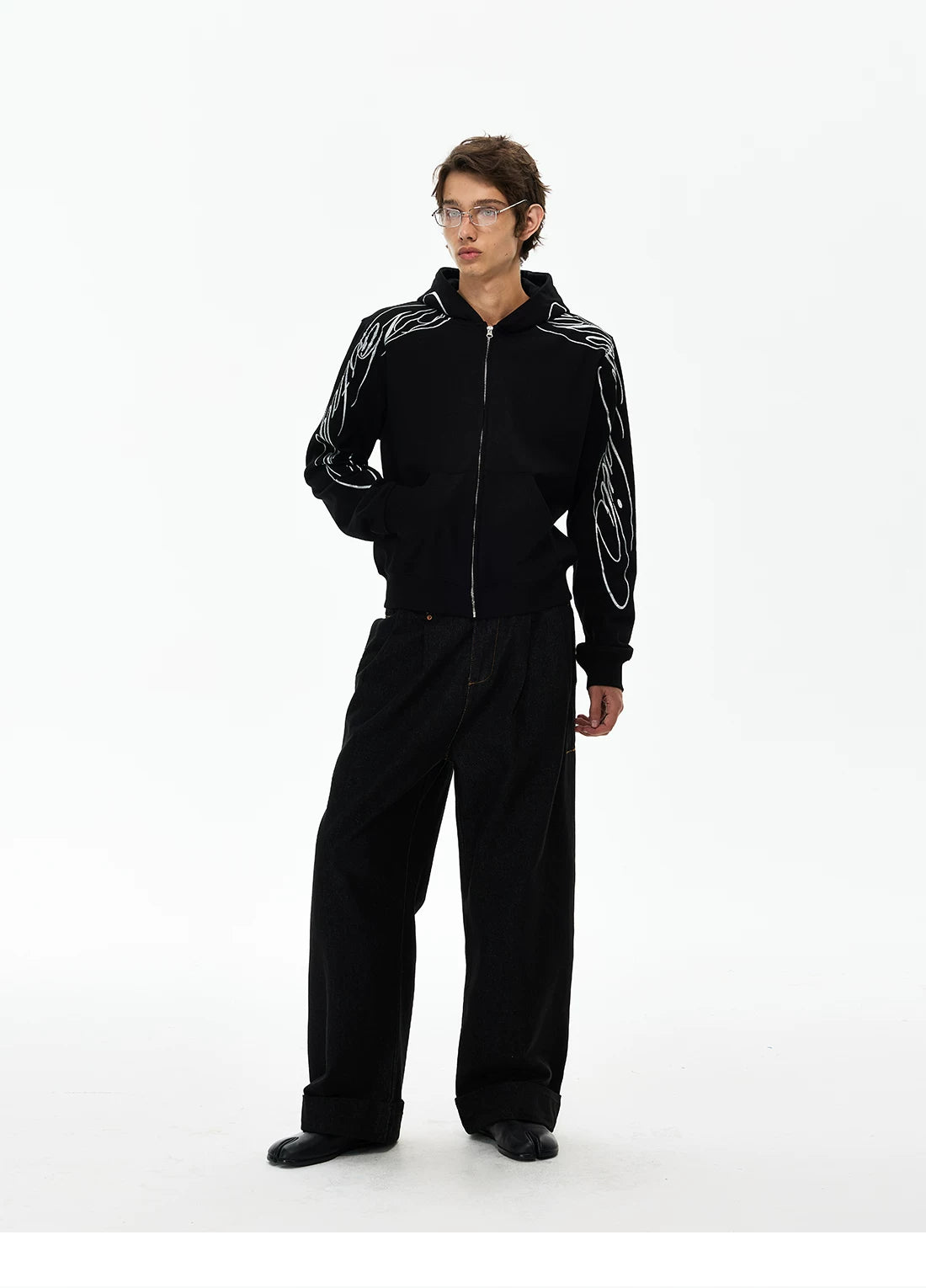 Flame Graphic Zip-Up Hoodie product photo
