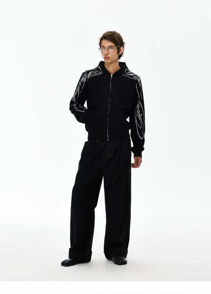 Flame Graphic Zip-Up Hoodie product photo