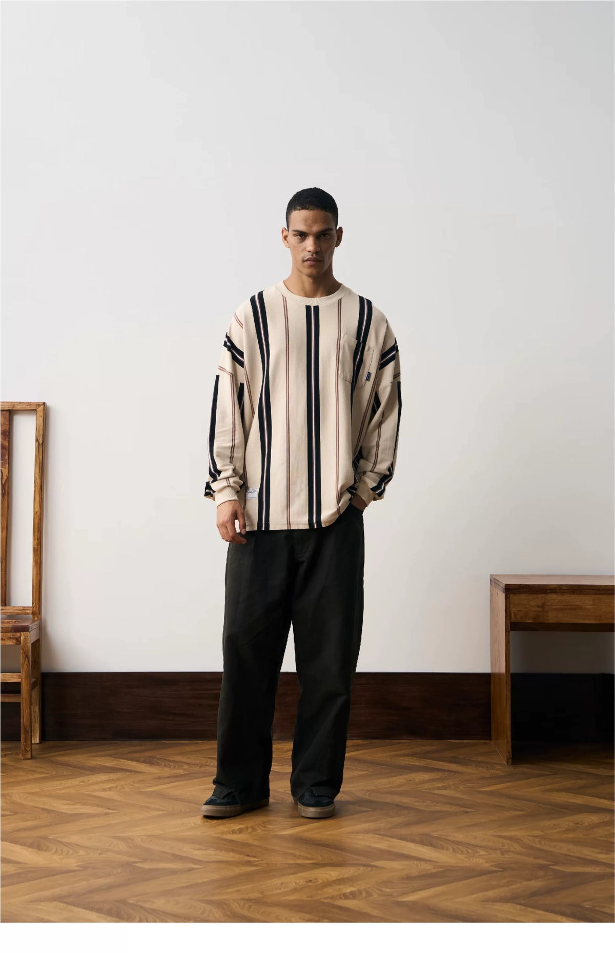 Striped Relaxed Long Sleeve Shirt product view