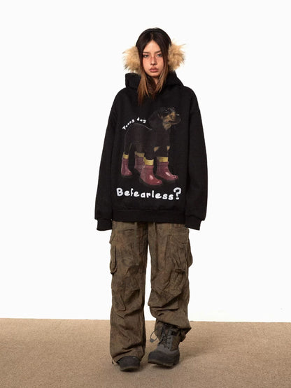 Dachshund Print Fleece Hoodie
