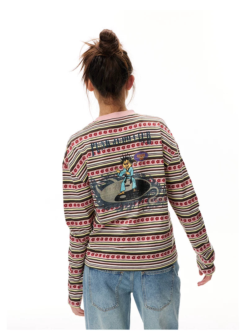 Striped Graphic Knit Sweater