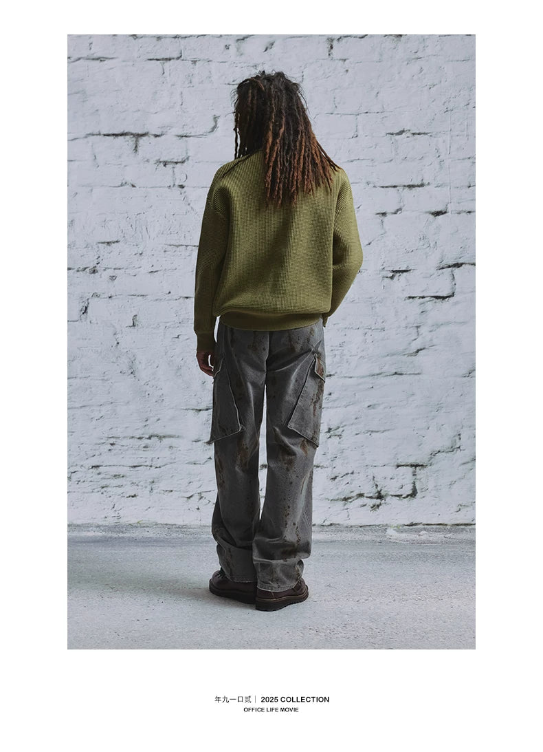 Distressed Print Canvas Cargo Pants product view