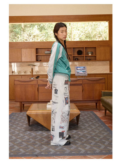 Printed Knit Straight-Leg Sweatpants