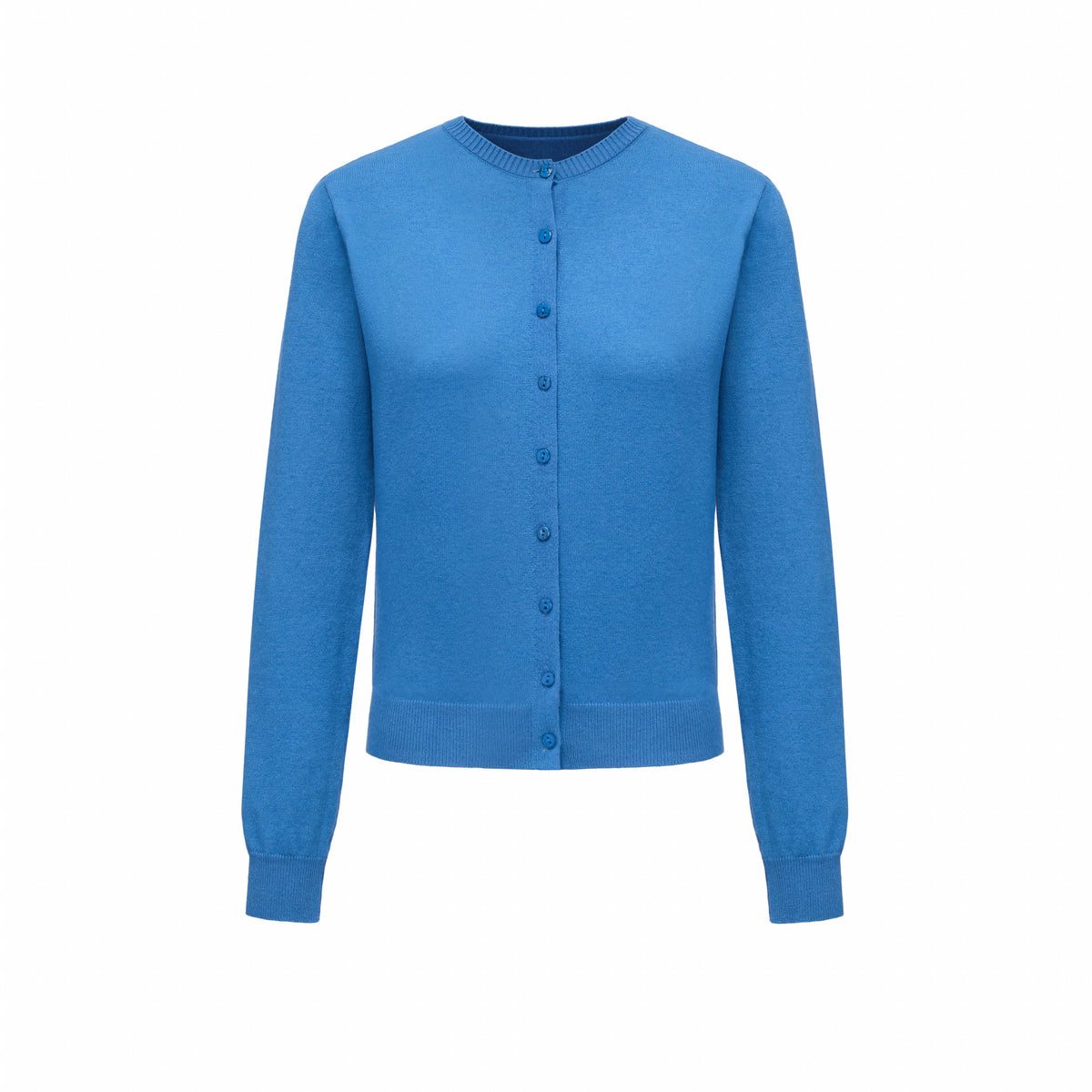 Fine-Knit Crew-Neck Cardigan
