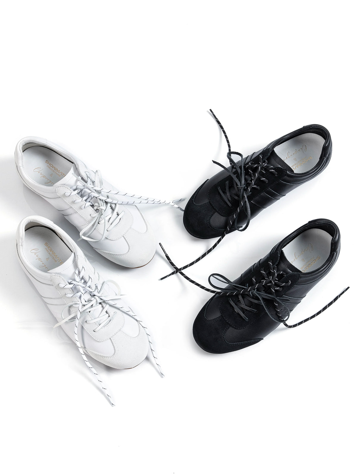 Elevated Suede German Trainer Sneakers in white and black
