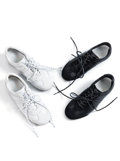 Elevated Suede German Trainer Sneakers in white and black
