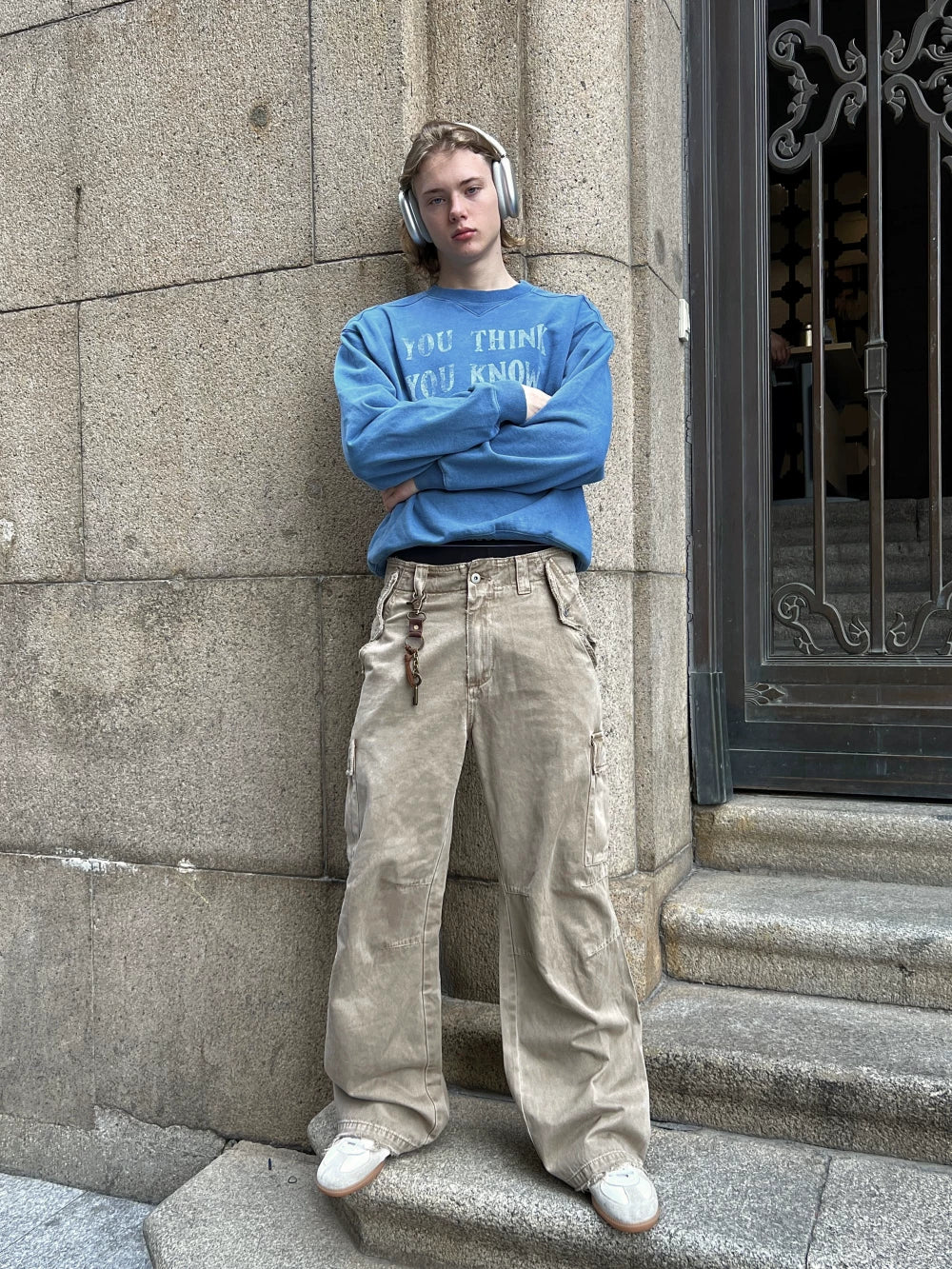 VLABMADE Distressed Wide-Leg Parachute Pants