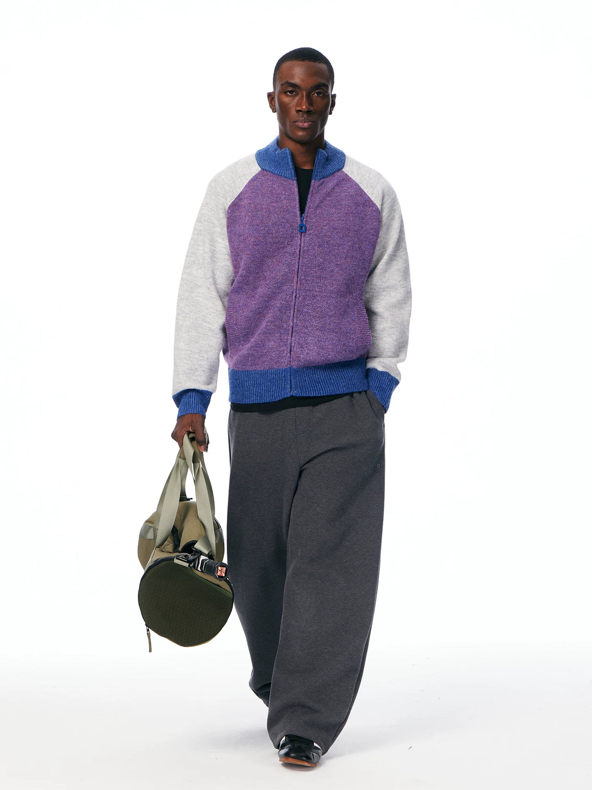 Men's Color-Block Zip Knit Cardigan product photo