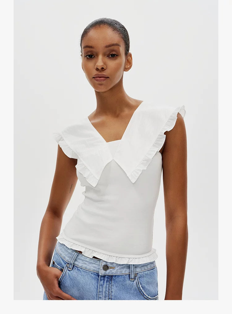 Layered Ruffle V-Neck Top - 360 view 2