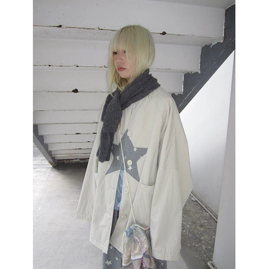 Star Print Mid-Length Button Cardigan - view 2