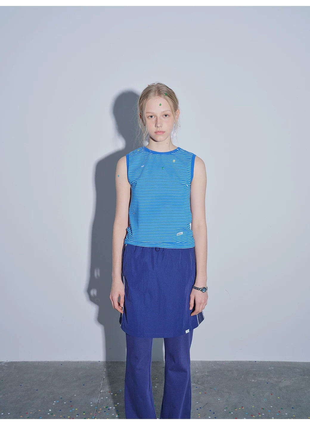 Blue Layered Skirt Trousers