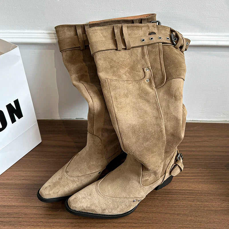 Women's Pointed-Toe Slouch Knee-High Boots