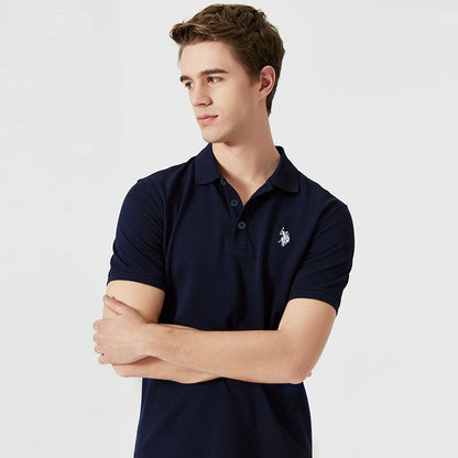 Embroidered Chest Logo Cotton Pique Polo Shirt