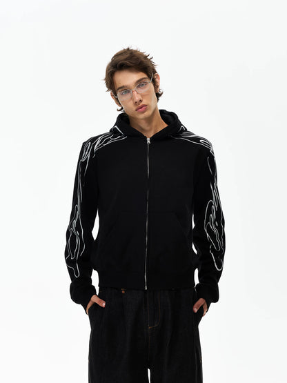 Flame Graphic Zip-Up Hoodie product photo