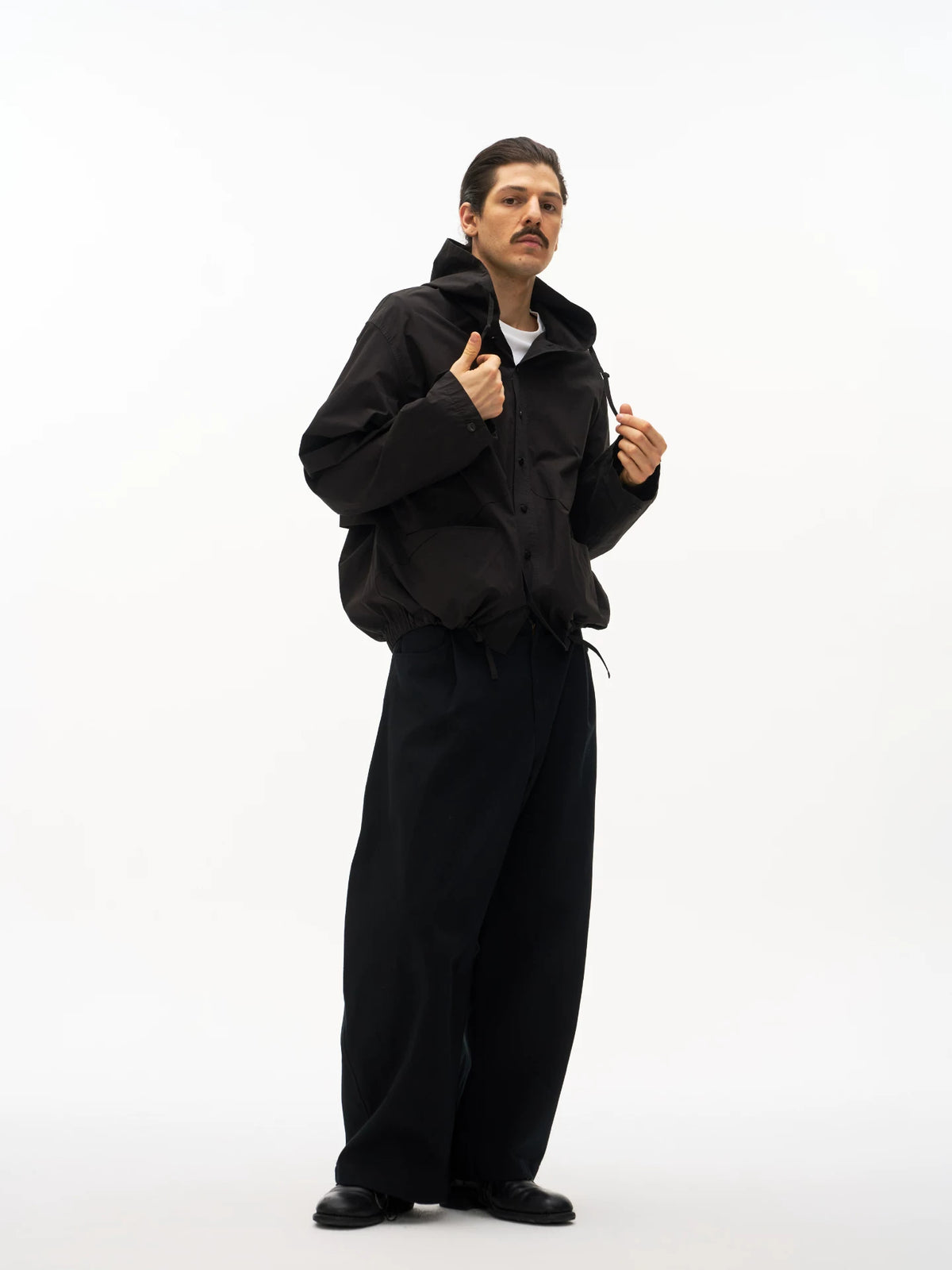 Hooded Drawstring Shirt Jacket product view