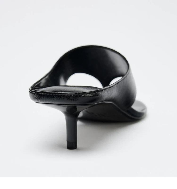 Women's Square Toe Mid-Heel Thong Slide Sandals