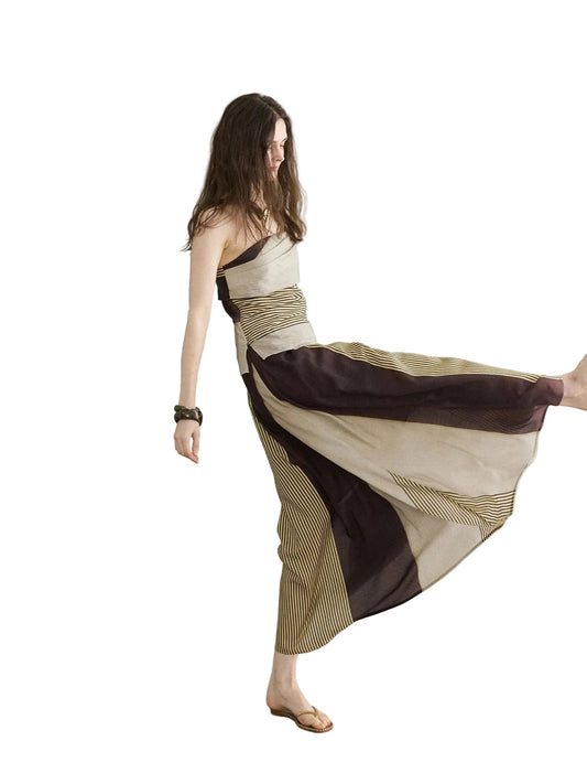 MOOFEEL Asymmetric Striped Skirt