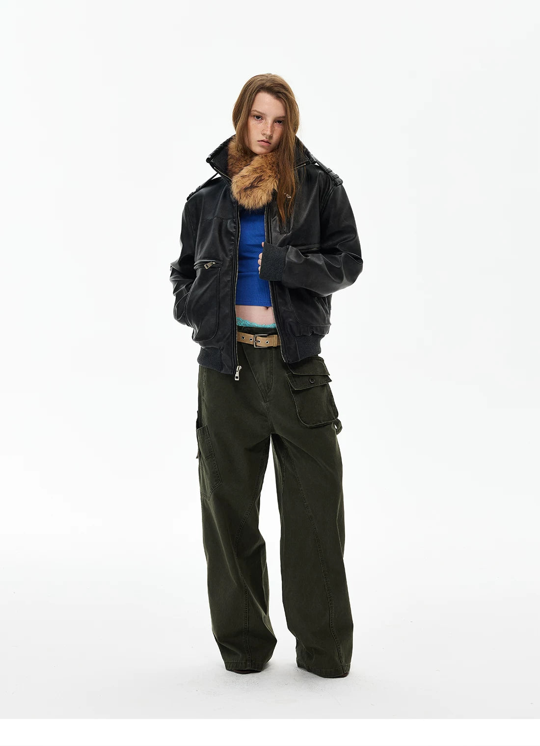 Distressed Black Leather-Look Jacket product photo