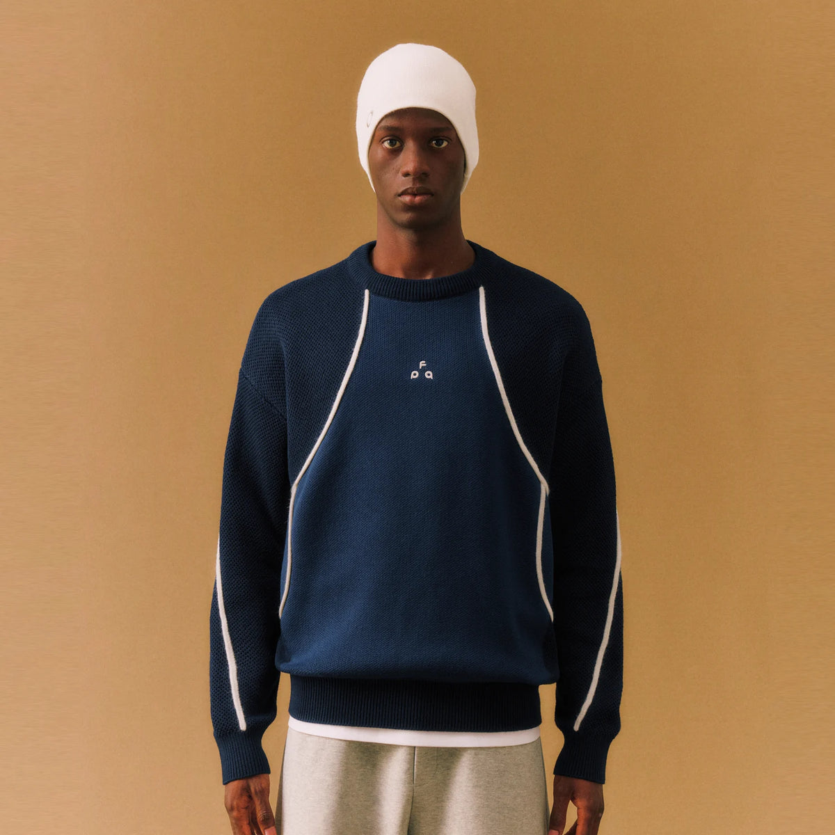 FPA Contrast Texture Arc Crew Sweater