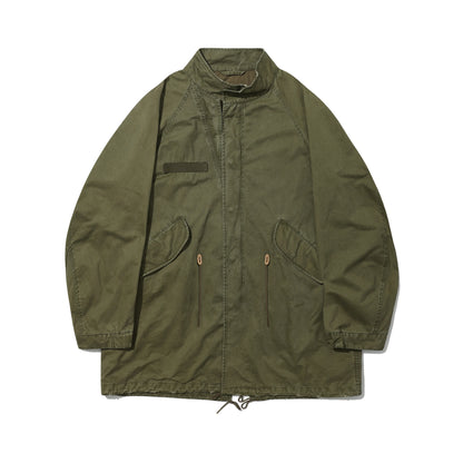 Olive M65 fishtail parka, front flat lay