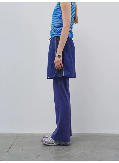 Blue Layered Skirt Trousers