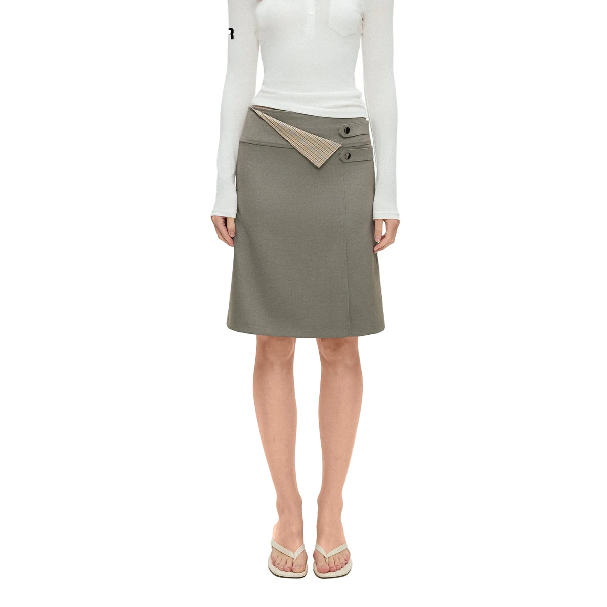 Textured Slit Pencil Skirt