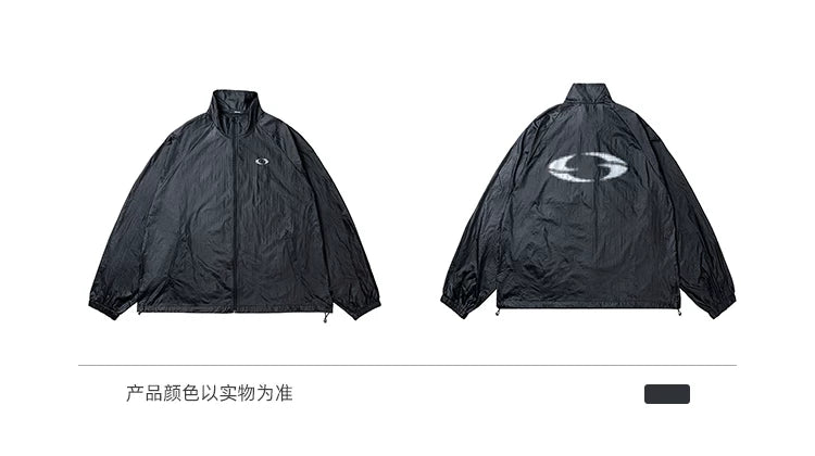 Crinkled Stand Collar Zip Jacket