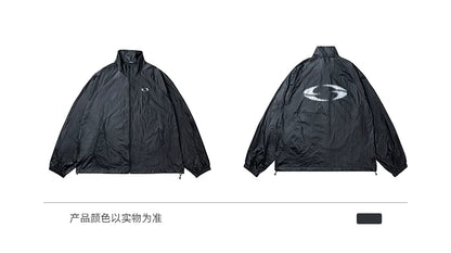 Crinkled Stand Collar Zip Jacket