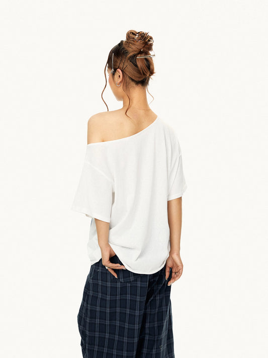 Off Shoulder Graphic T Shirt product view
