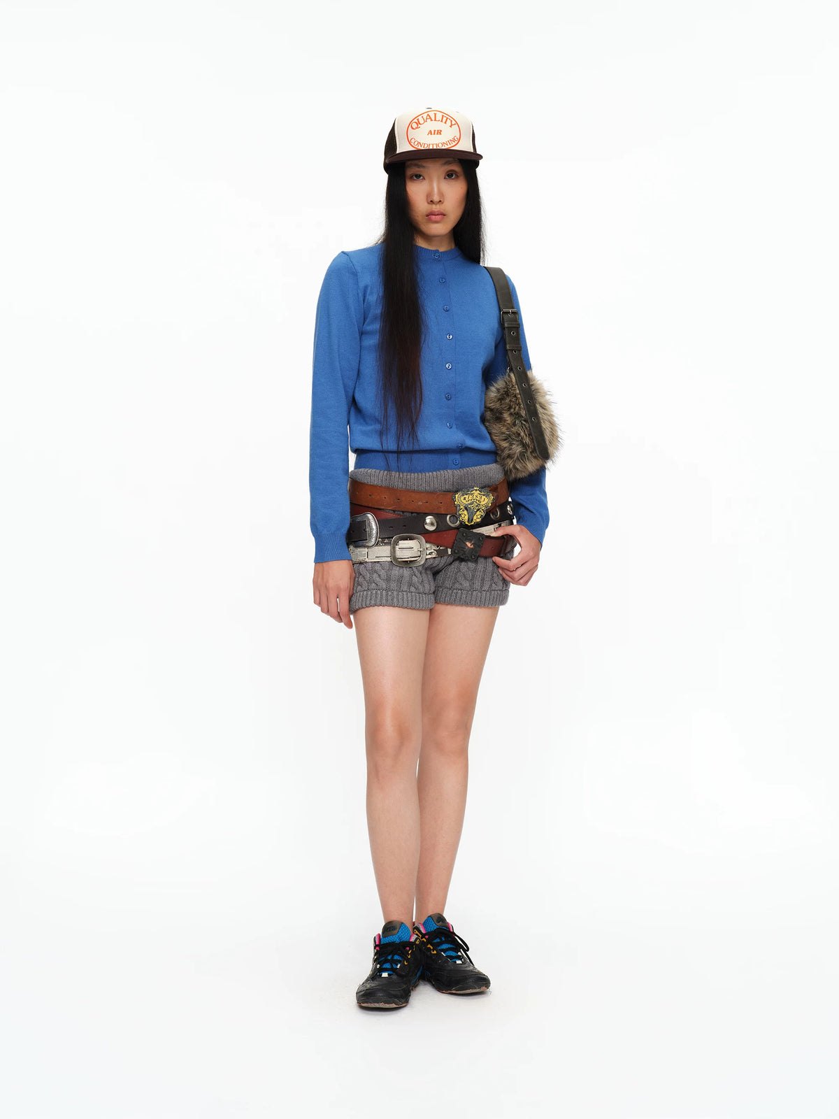 Fine-Knit Crew-Neck Cardigan