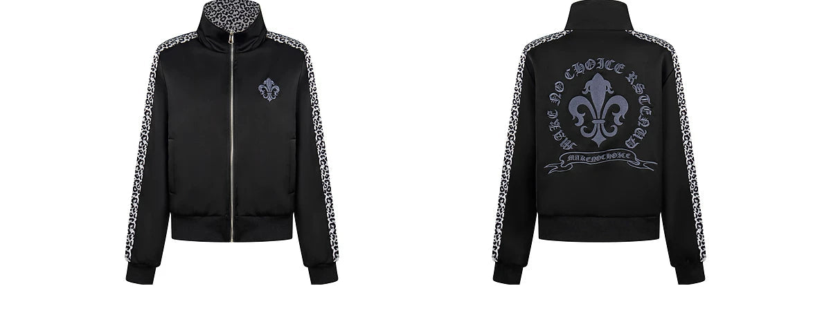 Wendbare Leopardenmuster-Jacke mit Kragen